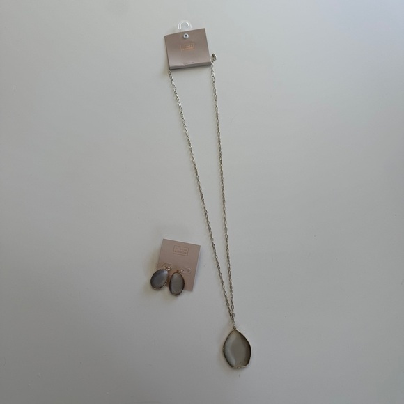 14th & Union- Gray pendant & earring set- Bohemian-Boho- Gold-Long Necklace - Picture 2 of 11